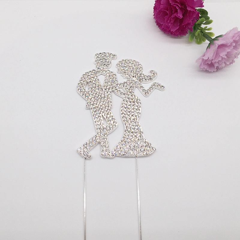dazzling rhinestone wedding Bride & Bridegroom dancing design crystal bridal cake topper wedding decor