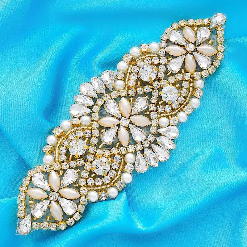 Wholesale Embellishments rhinestone trim crystal appliques for wedding sash