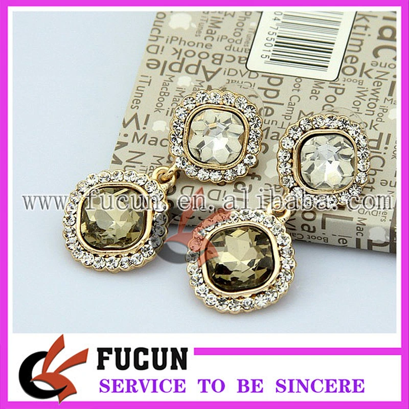 latest fashion design dubai gold plated rhinestone earrings jewelry China wholesale