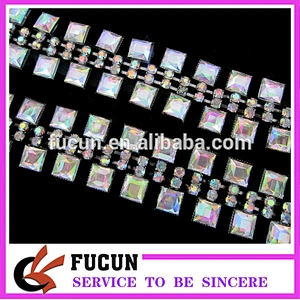 Yellow AB crystal sewing dance dress decorative rhinestone trimming