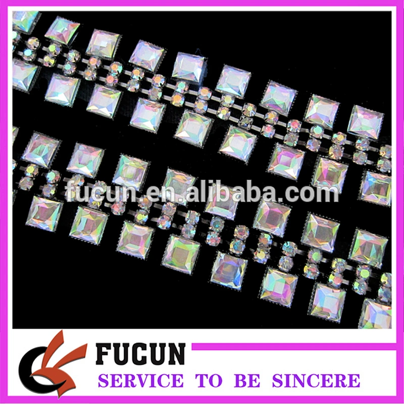 Yellow AB crystal sewing dance dress decorative rhinestone trimming