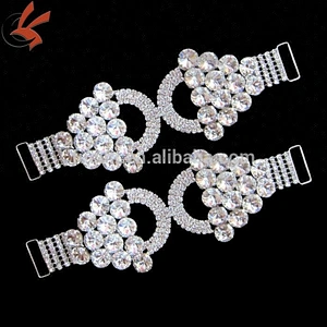 Luxurious platong gold sparkly crystal rhinestone swimwear bikini connector
