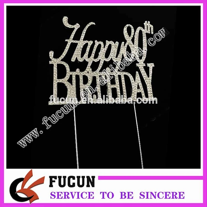 party supplies party favor happy 80th birthday rhinestone cake topper for party decoration