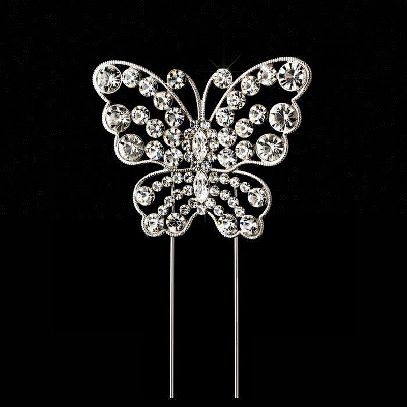 Spring Summer Crystal Rhinestone Butterfly Wedding Anniversary Cake Topper