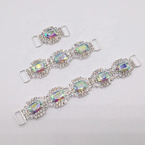 China supplier crystal AB bikini connectors swimsuit rhinestone chain for bra
