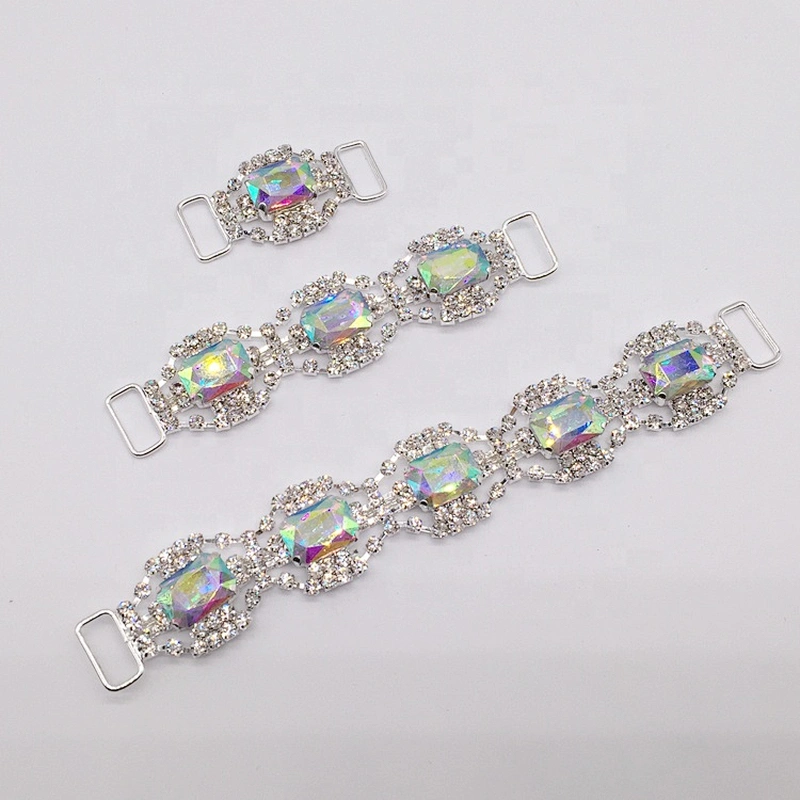 China supplier crystal AB bikini connectors swimsuit rhinestone chain for bra