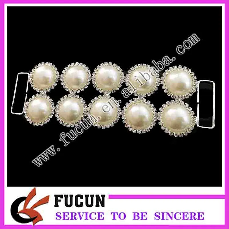 2018 hot sale 13cm pearl style rhinestone swimwear connector for bikini