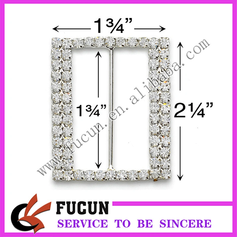 New Arrival Rectangle Rhinestone Ribbon Slider Buckles