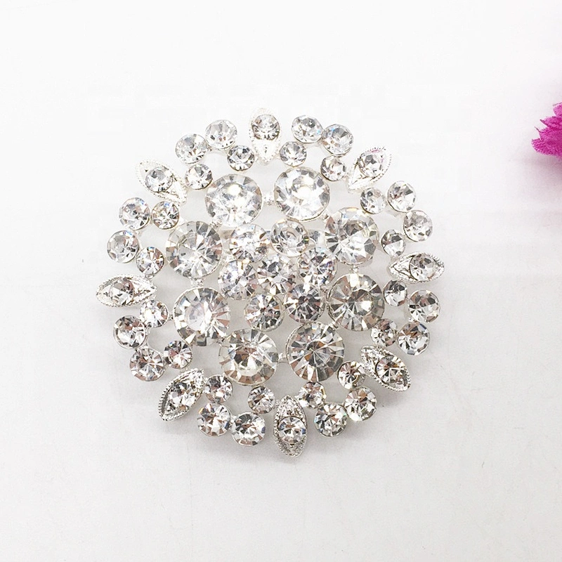 Crystal rhinestone wedding decoration woman jewelry silver brooch safety pin