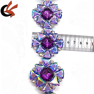 Purple AB silver base rhinestone chain trimming for carnival