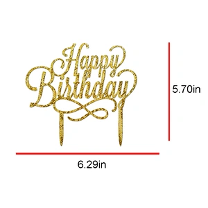 2019 popular style silver acrylic happy birthday design cake topper for Baking decorating