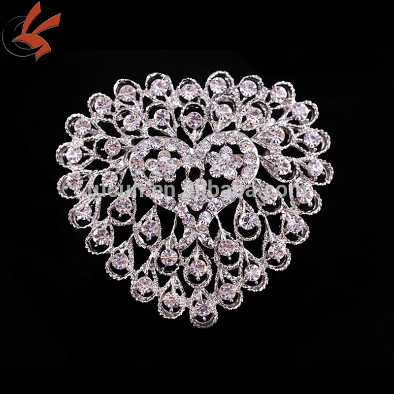 Jewelry Custom wedding crystal rhinestone Silver Plated Brooch