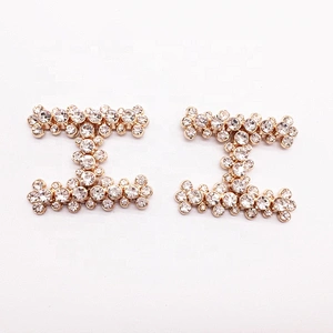 custom shoe decoration letter H rhinestone sandal buckle accessories for casual shoes