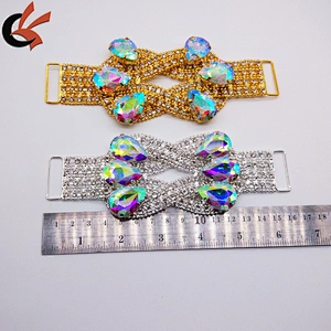 Bling Bling AB Crystal Large Water Drop Glass Crystal Rhinestone Bikini Connectors