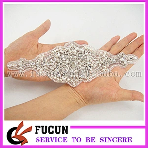 Sew on DIY glass and rhinestone applique bead lace