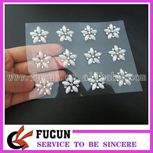 12 x Pearl Flower Stickers Ivory White Self Adhesive Gems Invitation Cards