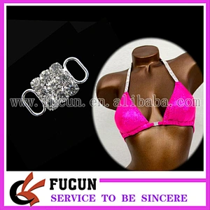 hot sale stunning diamante silver crystal rhinestone bikini bra connector