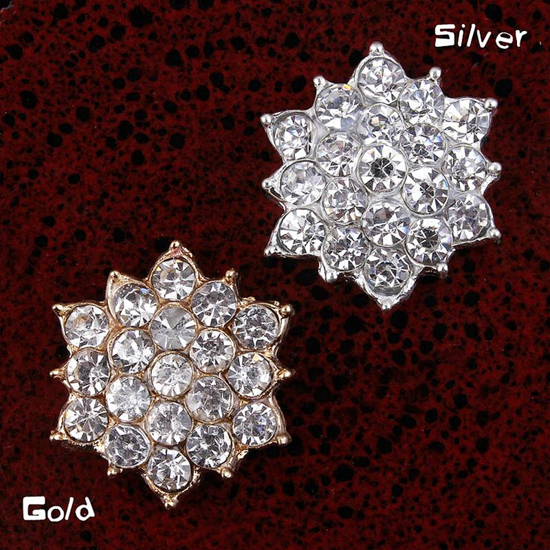 fancy cheap price flat back round gold crystal rhinestone buttons in bulk
