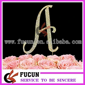 rhinestone monogram diamond cake topper for wedding souvenirs china wholesale