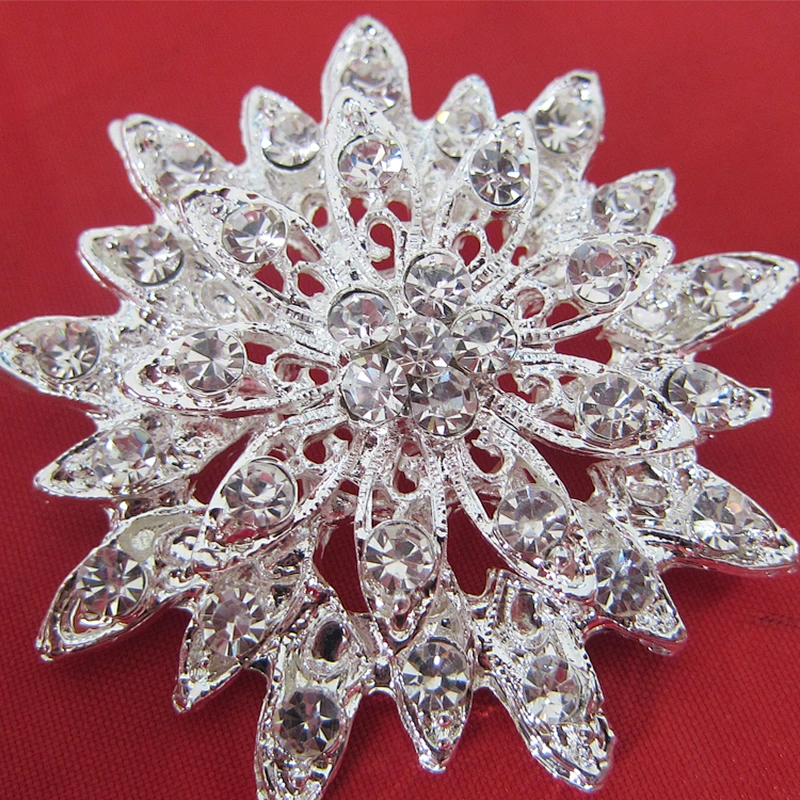 Women Favor Lapel Pin Design Rhinestone Vintage Flower Crystal Brooch