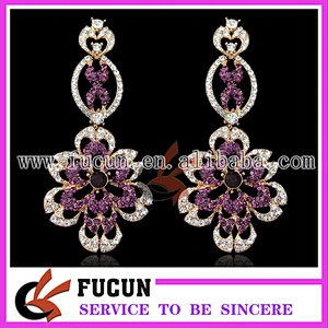fashion flower design gold dubai plated earring jewelry for wedding