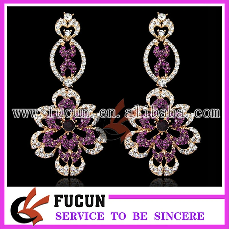 fashion flower design gold dubai plated earring jewelry for wedding