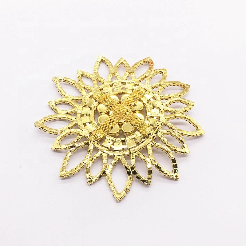 Gold Beaded Crystal Rhinestone Flat Floral Patches Embroidery Patch Applique For Garment Accessories