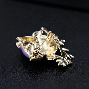 gold tone enamel cute animal owl brooch pin