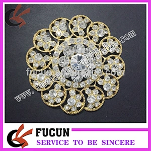 Factory Handmade Gold Base Rhinestone Flower Brooch Big Crystal Brooch Wholesale