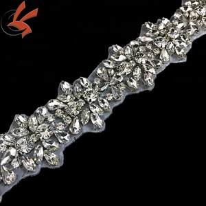 Wholesale iron-on crystal rhinestone applique trim