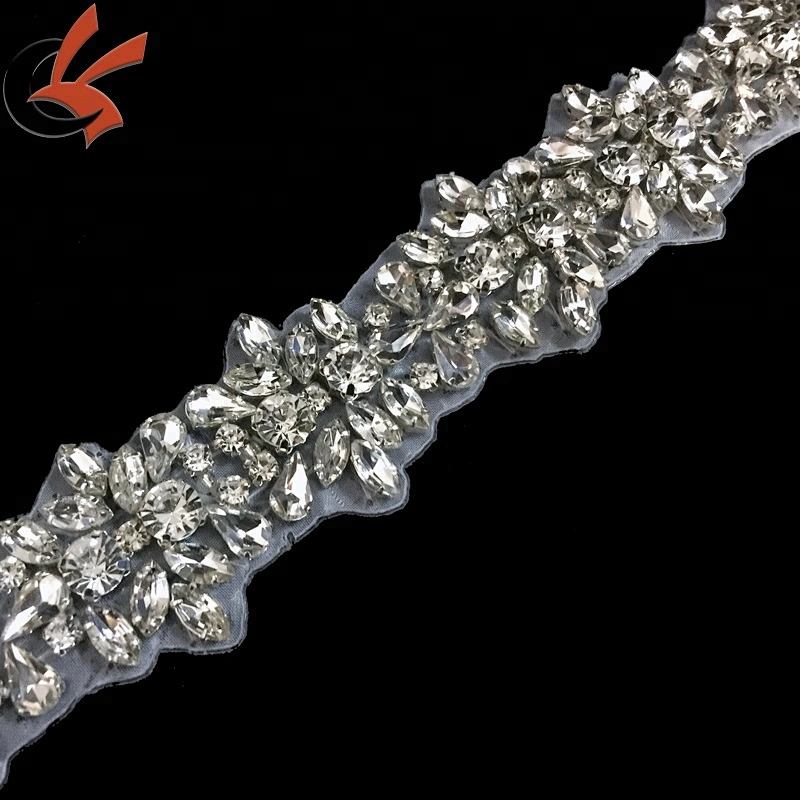 Wholesale iron-on crystal rhinestone applique trim