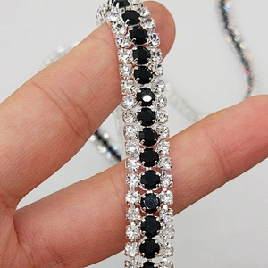black rhinestone mix crystal cup chain rhinestone trim