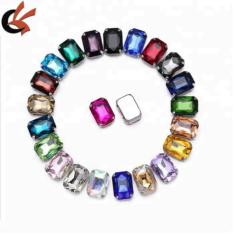 wholesale sewing accessories octagon acrylic rhinestone with metal claw