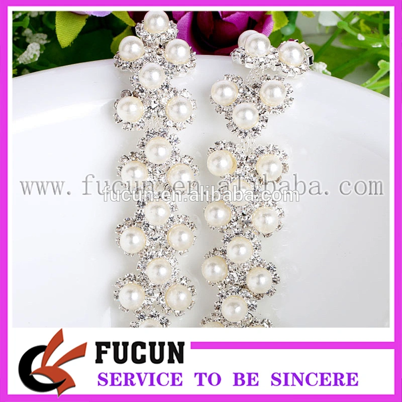 Rhinestones Pearls Trimming Banding Crystal Chain Sewing on Trim