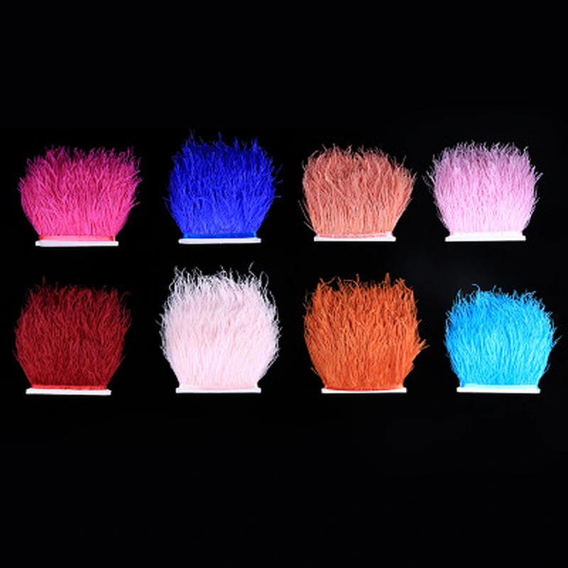 Cheap sale Dyed Ostrich Feather Fringe trimming  For Party Dress/skirt Decoration