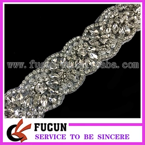 Iron on Crystal Beaded Rhinestone Applique for Bridal