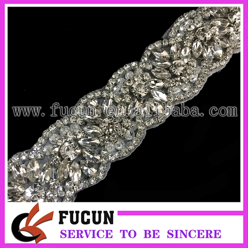 Iron on Crystal Beaded Rhinestone Applique for Bridal