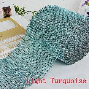 Party Supplier 24 Row Plastic Rhinestone Mesh Ribbon Roll for Cake Wedding Birthday Decor