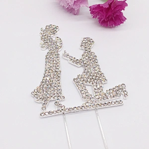 custom decorative crystal rhinestone Mr & Mrs proposal wedding cake toppers