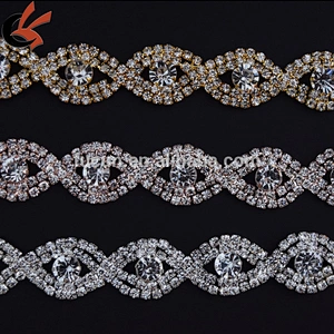 Silver Crystal Clear Rhinestone Leaf Vine Trim