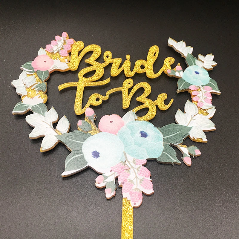 Laser Cutting Glitter Bride to be Wedding Cake Topper Acrylic