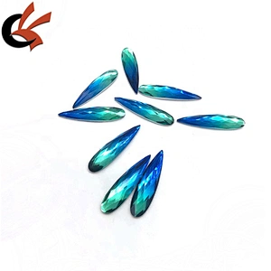 Ombre Royal and Turquoise Gradient 9x36mm teardrop shape resin rhinestones for garment decoration