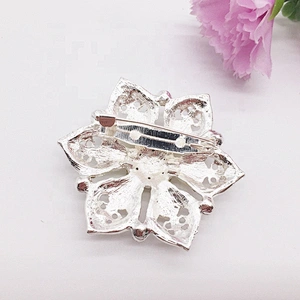 best price flower design crystal clear pearl rhinestone brooch pin