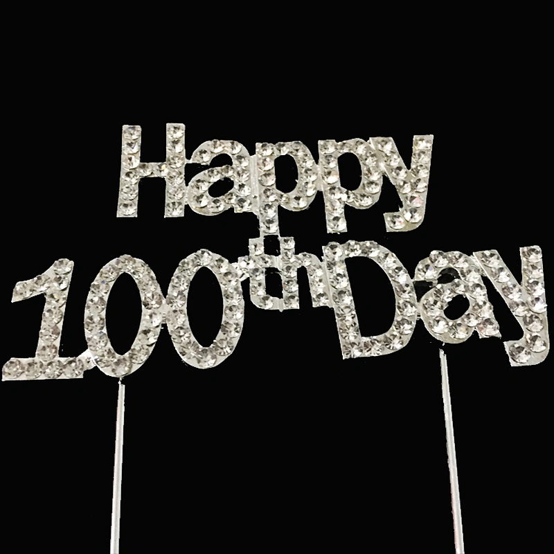 Party Cake Picture Crystal Wedding Anniversary Funny Happy 100th Day Cake toppers