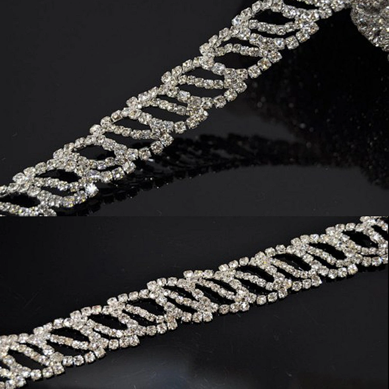 Flat back Crystal Trims Rhinestones Type and Garment,Shoes,Bags Use Crystal Chain Trims for Wedding