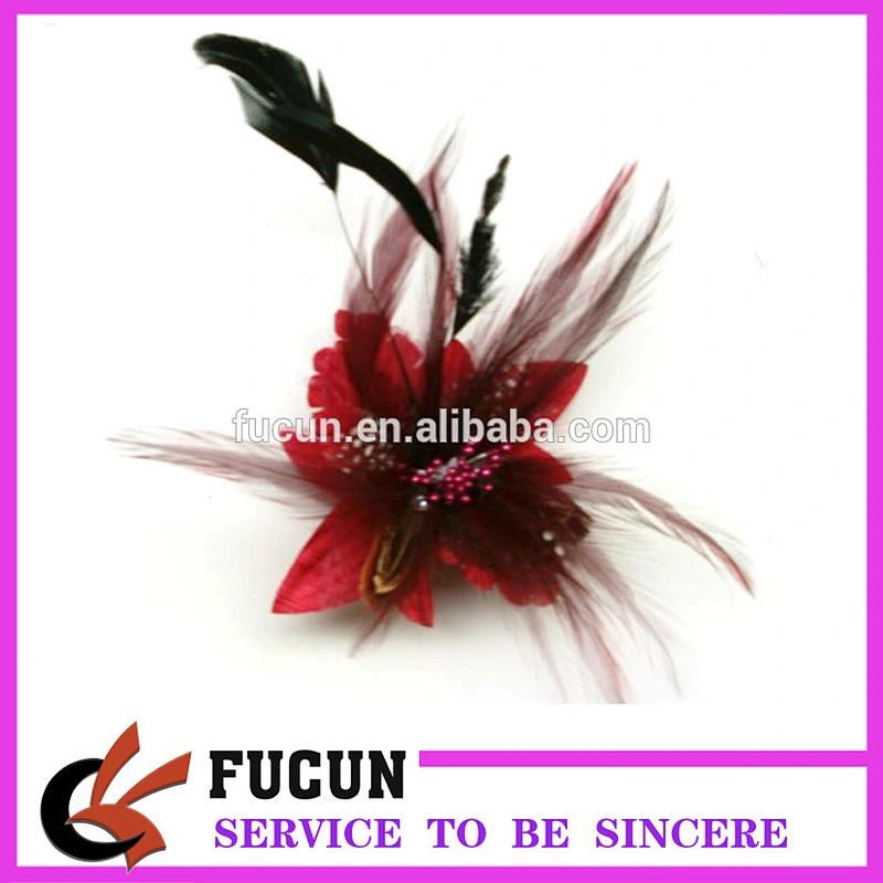 handmade women lady bridal wedding party fascinator hair clip feather accessory