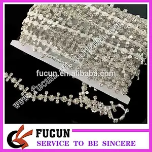 new style crystal flower chain rhinestone trimming for garment accessory