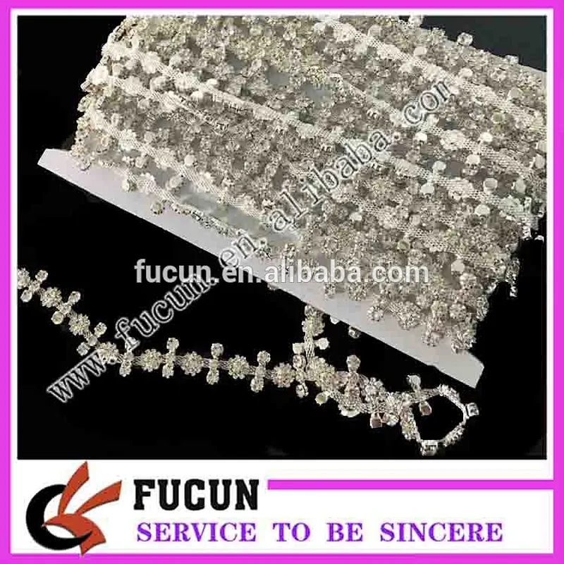 new style crystal flower chain rhinestone trimming for garment accessory