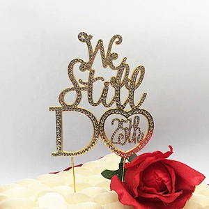 Sparkly Crystal Rhinestone Diamond Gems wedding cake topper