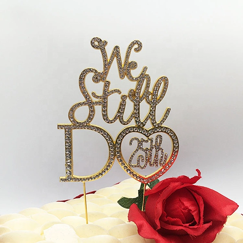 Sparkly Crystal Rhinestone Diamond Gems wedding cake topper